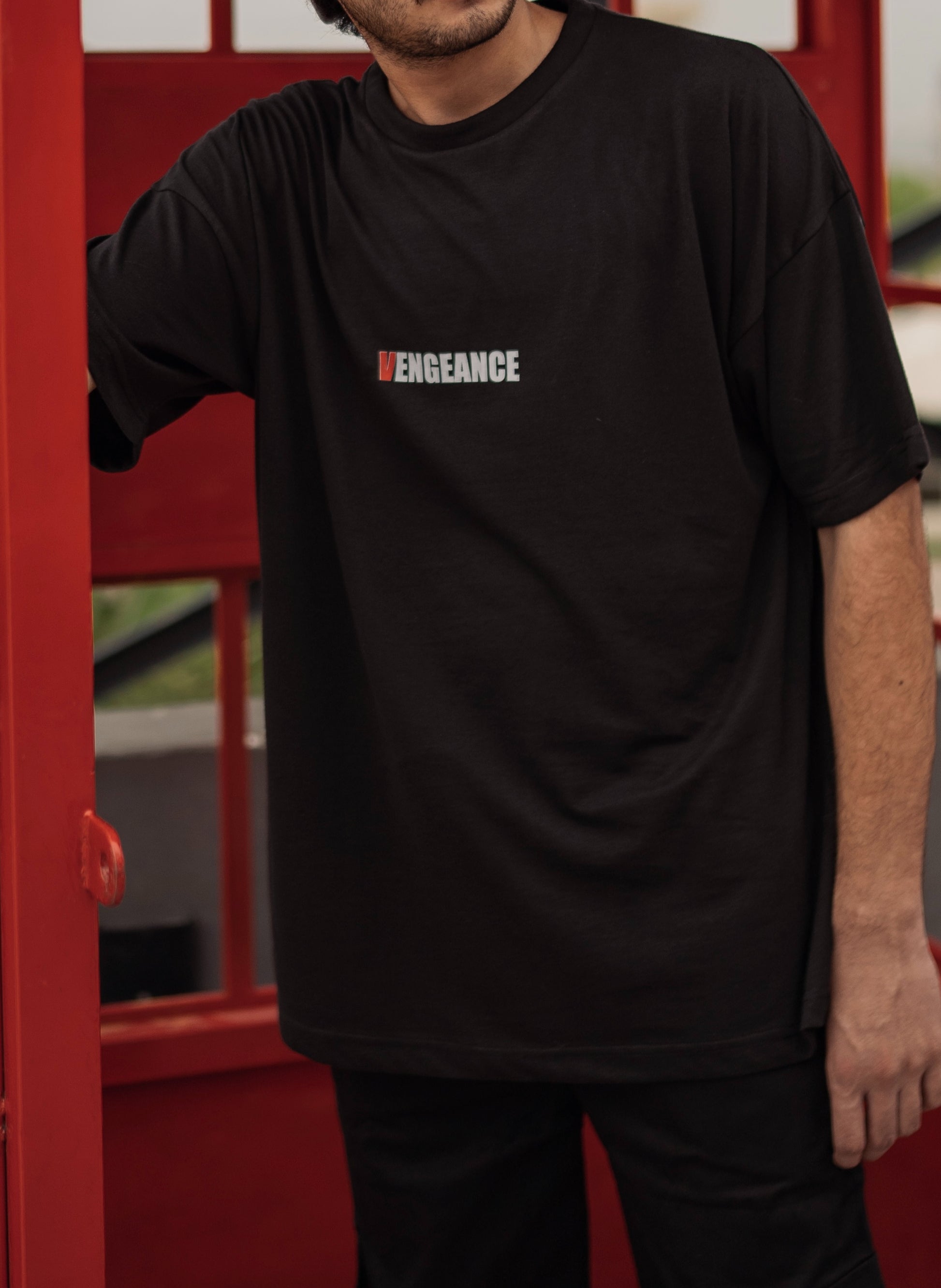 Black vengence oversized dropped shoulders t shirt