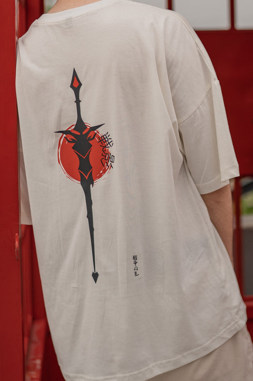 white ninja oversized dropped shoulders t shirt