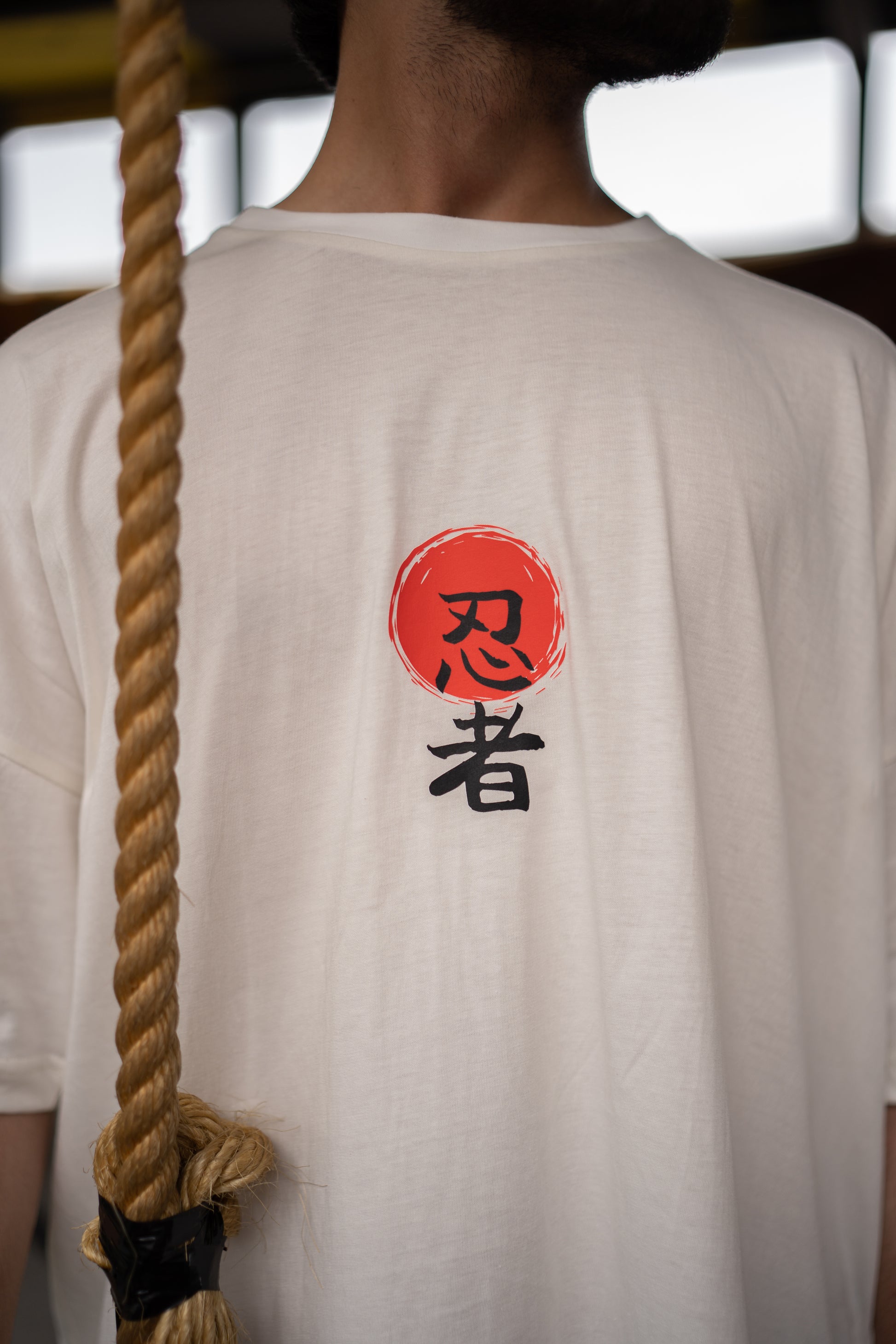 white ninja oversized dropped shoulders t shirt