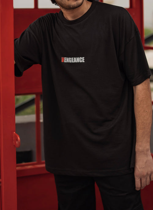 Black vengence oversized dropped shoulders t shirt