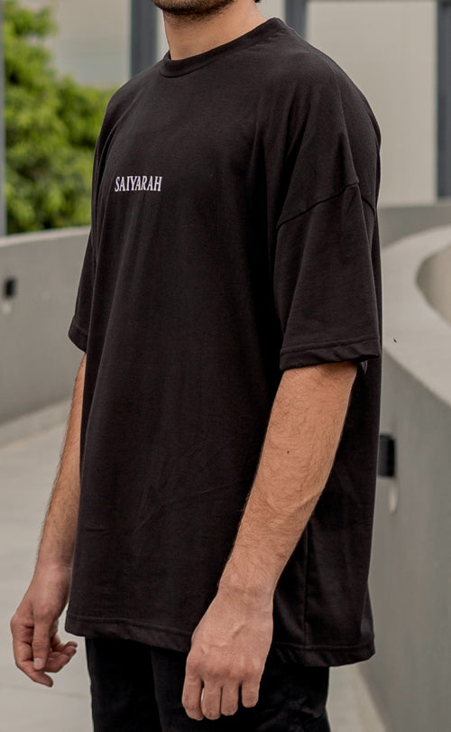 Black simple plain oversized dropped shoulders t shirt